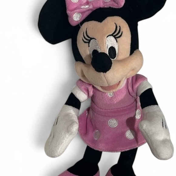 DISNEY Plush Minnie Mouse 9" Pink Polka Dot Dress Pink Shoes and Bow Mickey - Picture 4 of 8